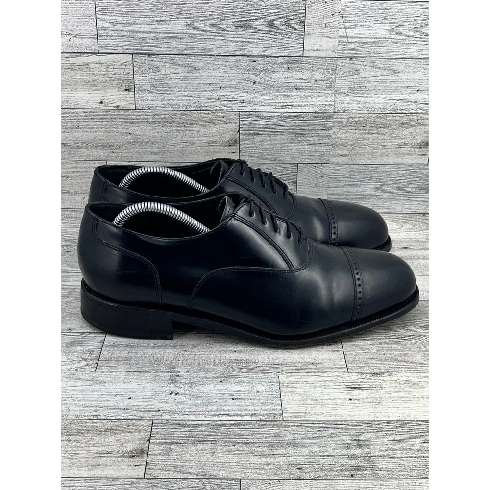Florsheim Mens Oxford Cap Toe‎ Dress Shoes Black Leather Lace Up Size 10 3E